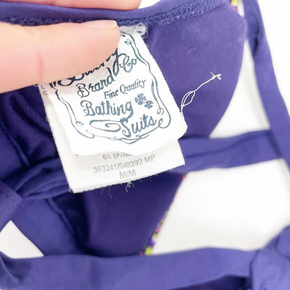 Lucky Brand Purple Multicolor Ruffle Bikini Top - Medium - Picture 4 of 4